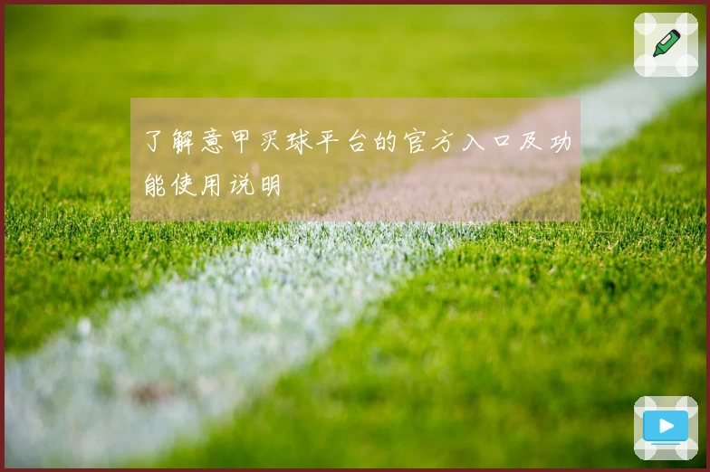 了解意甲买球平台的官方入口及功能使用说明